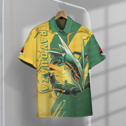 Anime Pkm Rayquaza Custom Hawaii Button Shirt