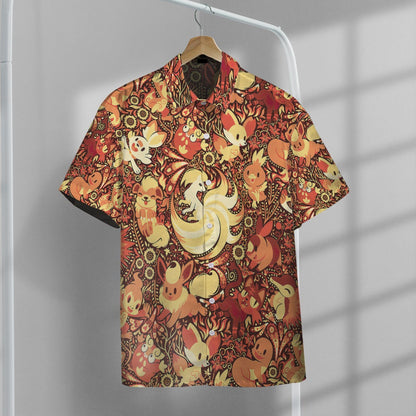 Anime Pkm Fire 2 Custom Hawaii Button Shirt