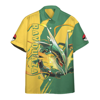 Anime Pkm Rayquaza Custom Hawaii Button Shirt