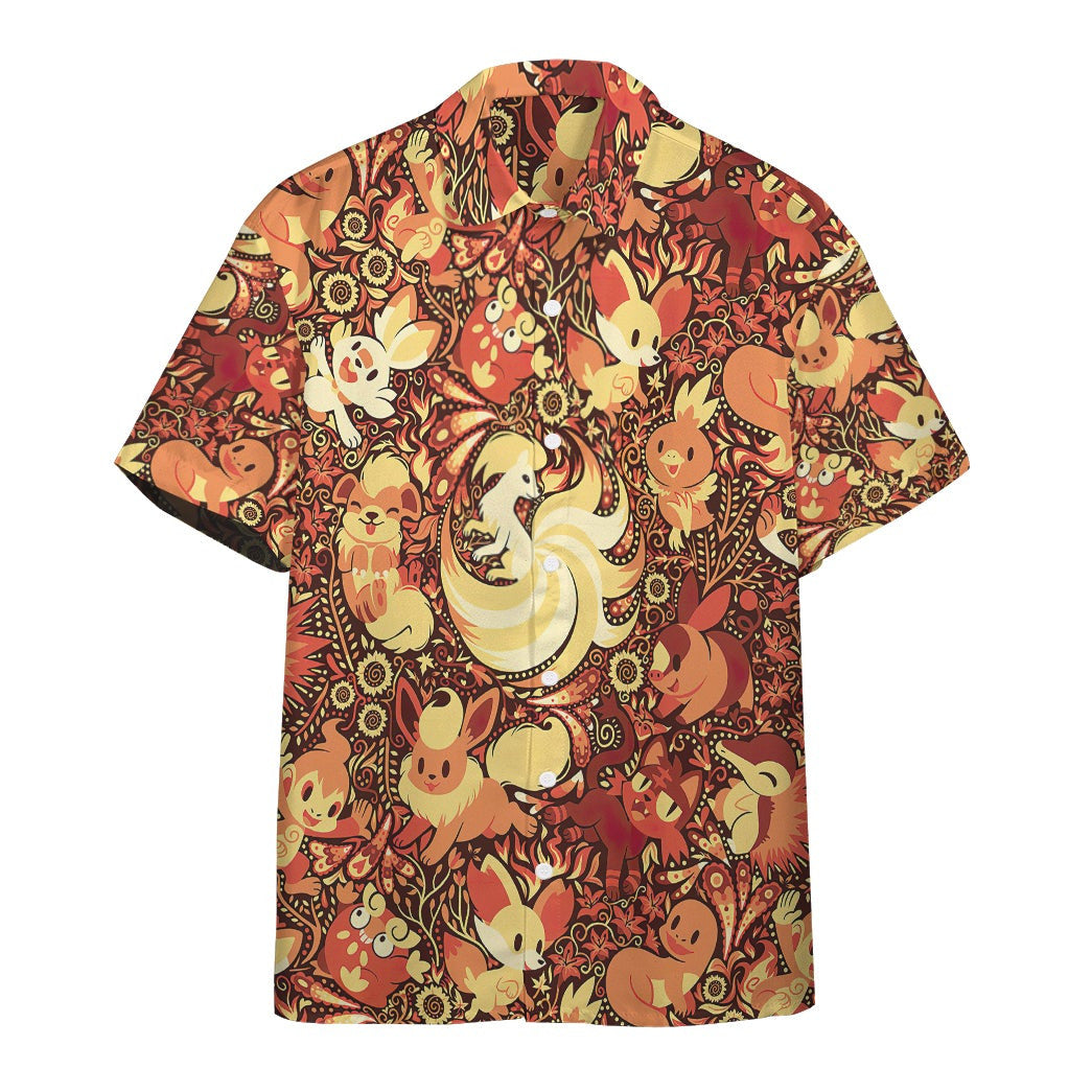 Anime Pkm Fire 2 Custom Hawaii Button Shirt