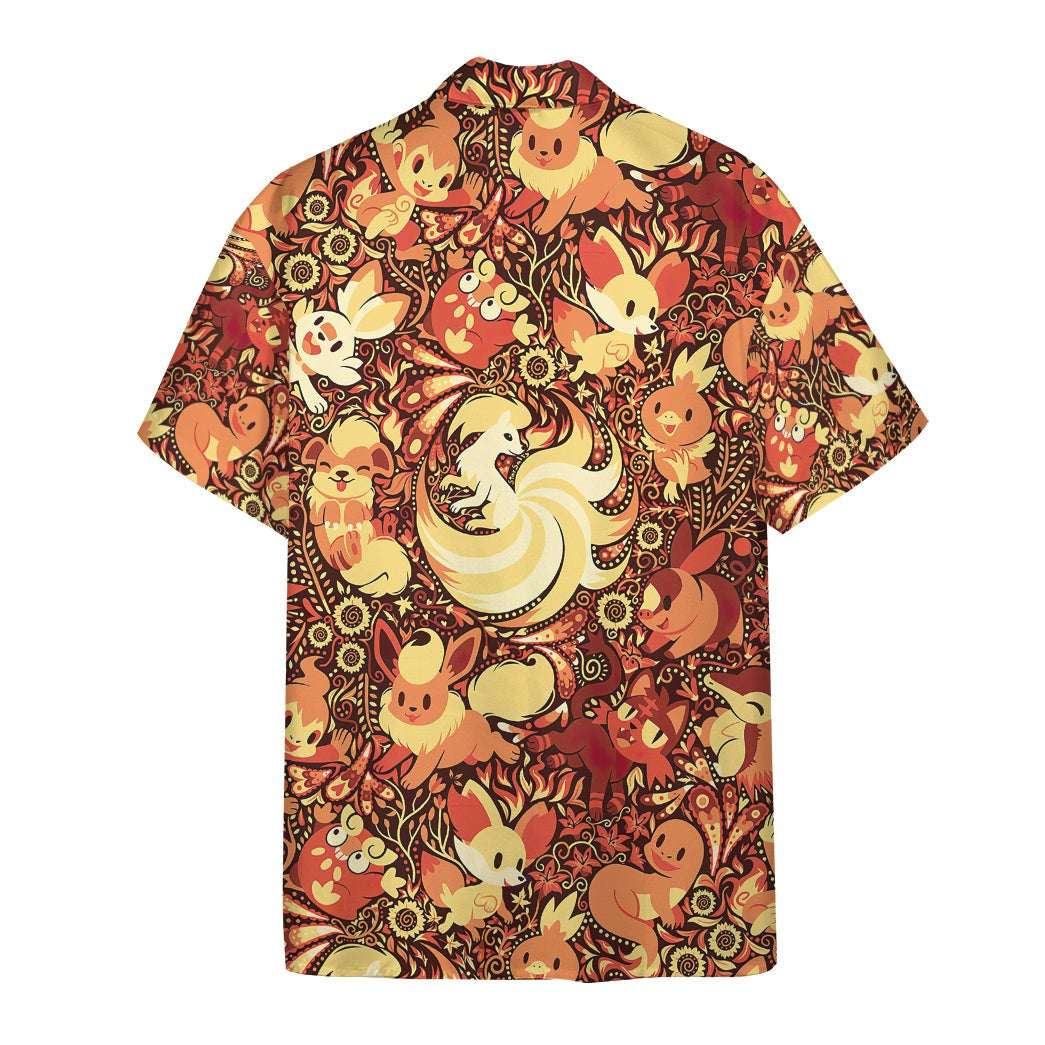 Anime Pkm Fire 2 Custom Hawaii Button Shirt