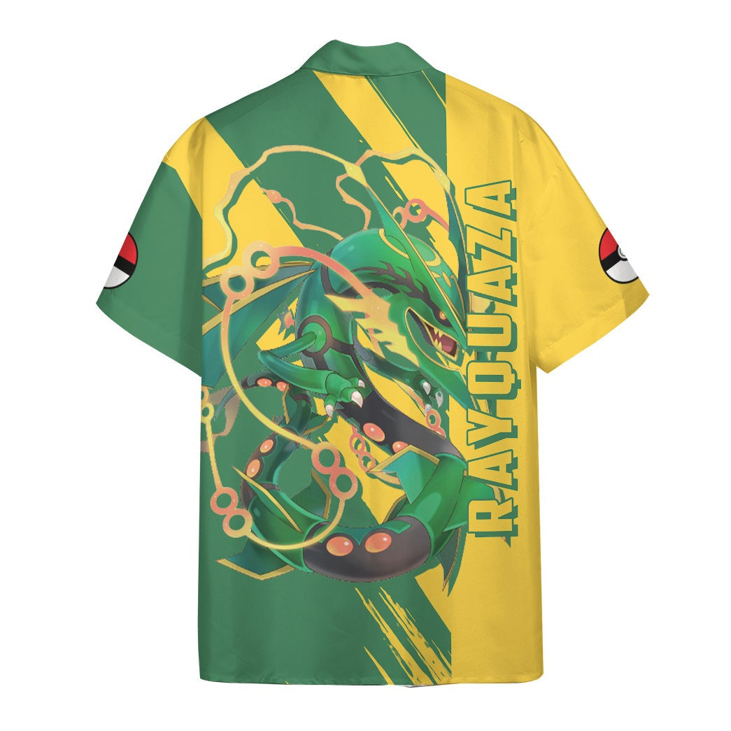 Anime Pkm Rayquaza Custom Hawaii Button Shirt