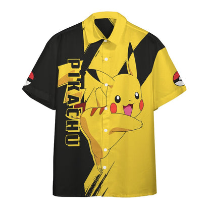 Anime Pkm Pikachu Custom Hawaii Button Shirt