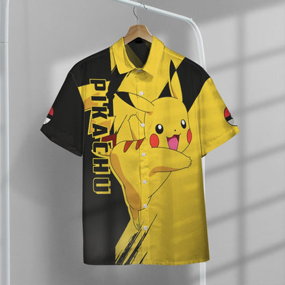 Anime Pkm Pikachu Custom Hawaii Button Shirt