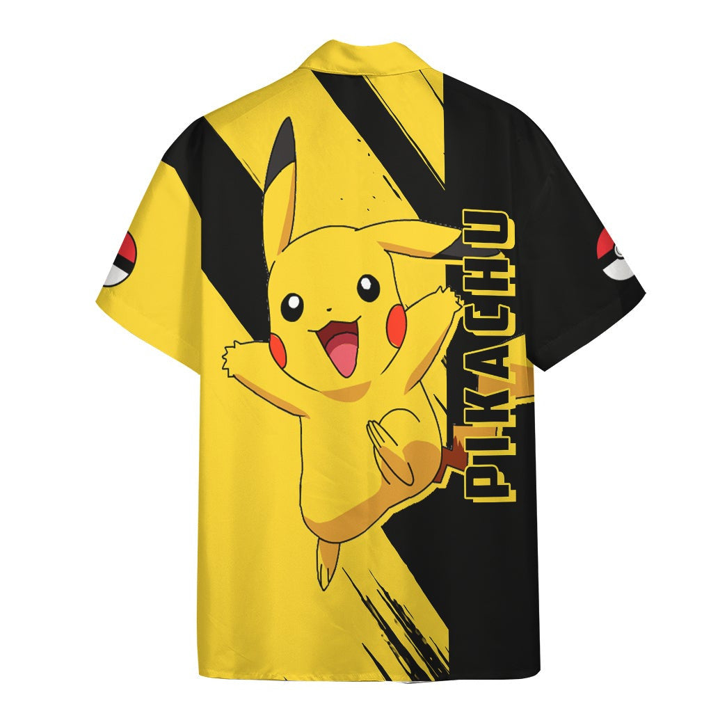 Anime Pkm Pikachu Custom Hawaii Button Shirt