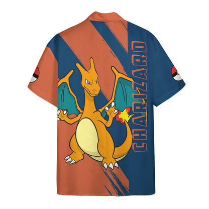 Anime Pkm Charizard Custom Hawaii Button Shirt