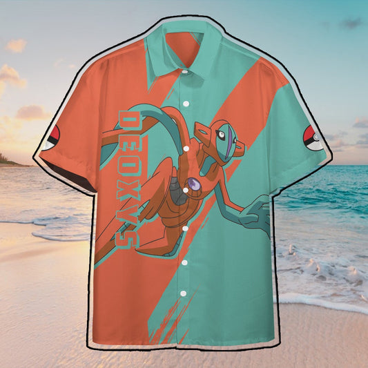 Anime Pkm Deoxys Custom Hawaii Button Shirt / S