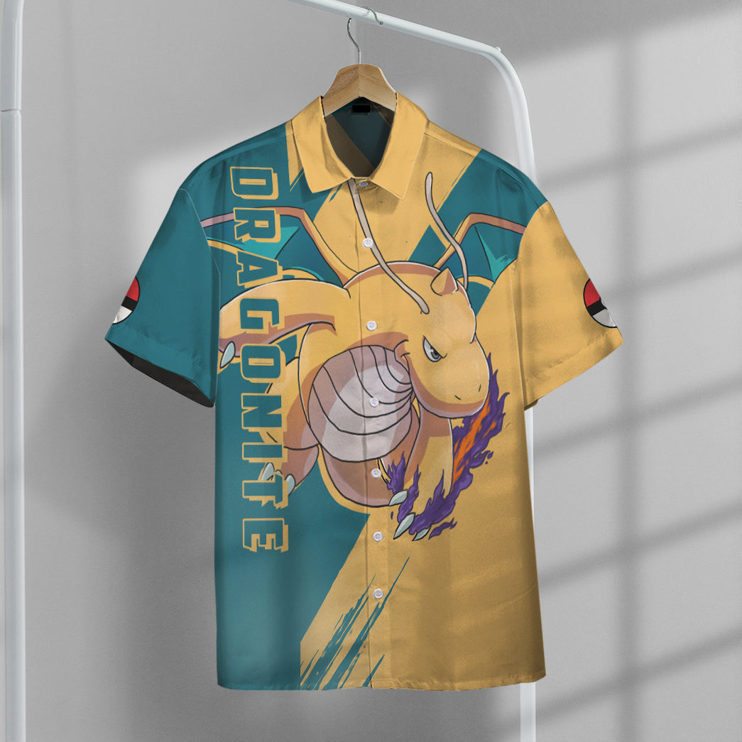 Anime Pkm Dragonite Custom Hawaii Button Shirt