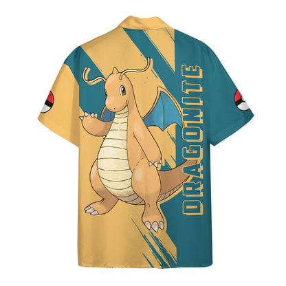 Anime Pkm Dragonite Custom Hawaii Button Shirt