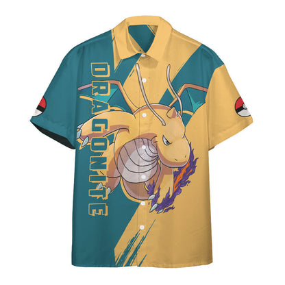 Anime Pkm Dragonite Custom Hawaii Button Shirt