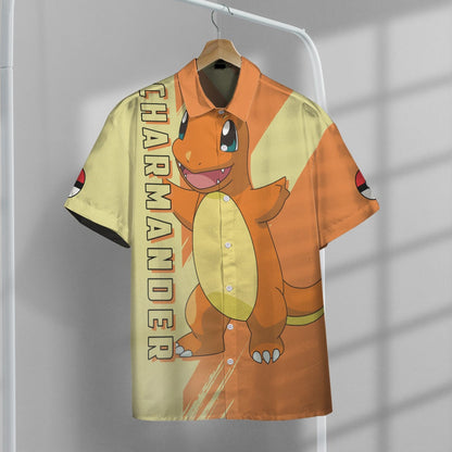 Anime Pkm Charmander Custom Hawaii Button Shirt