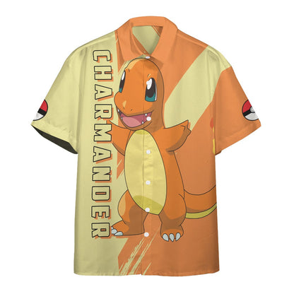 Anime Pkm Charmander Custom Hawaii Button Shirt