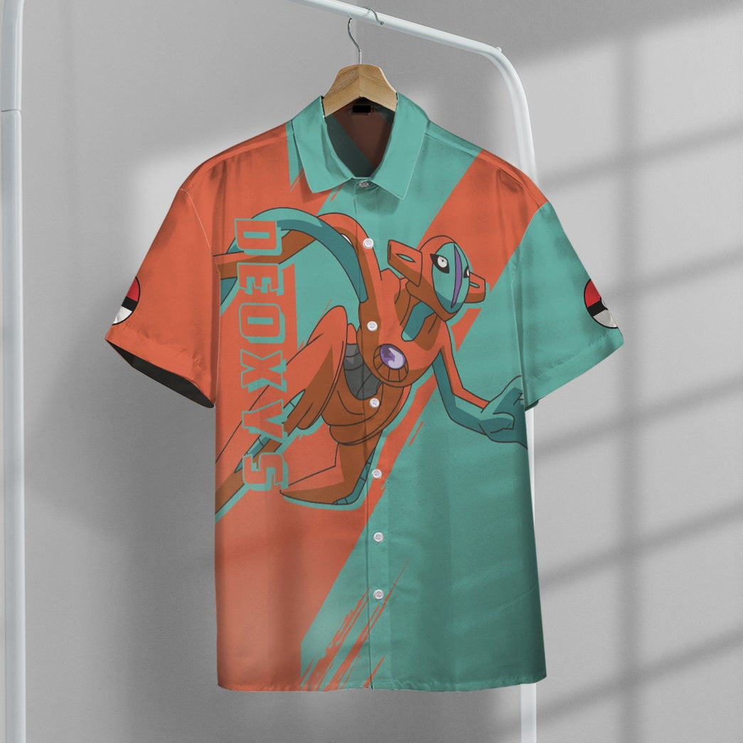 Anime Pkm Deoxys Custom Hawaii Button Shirt