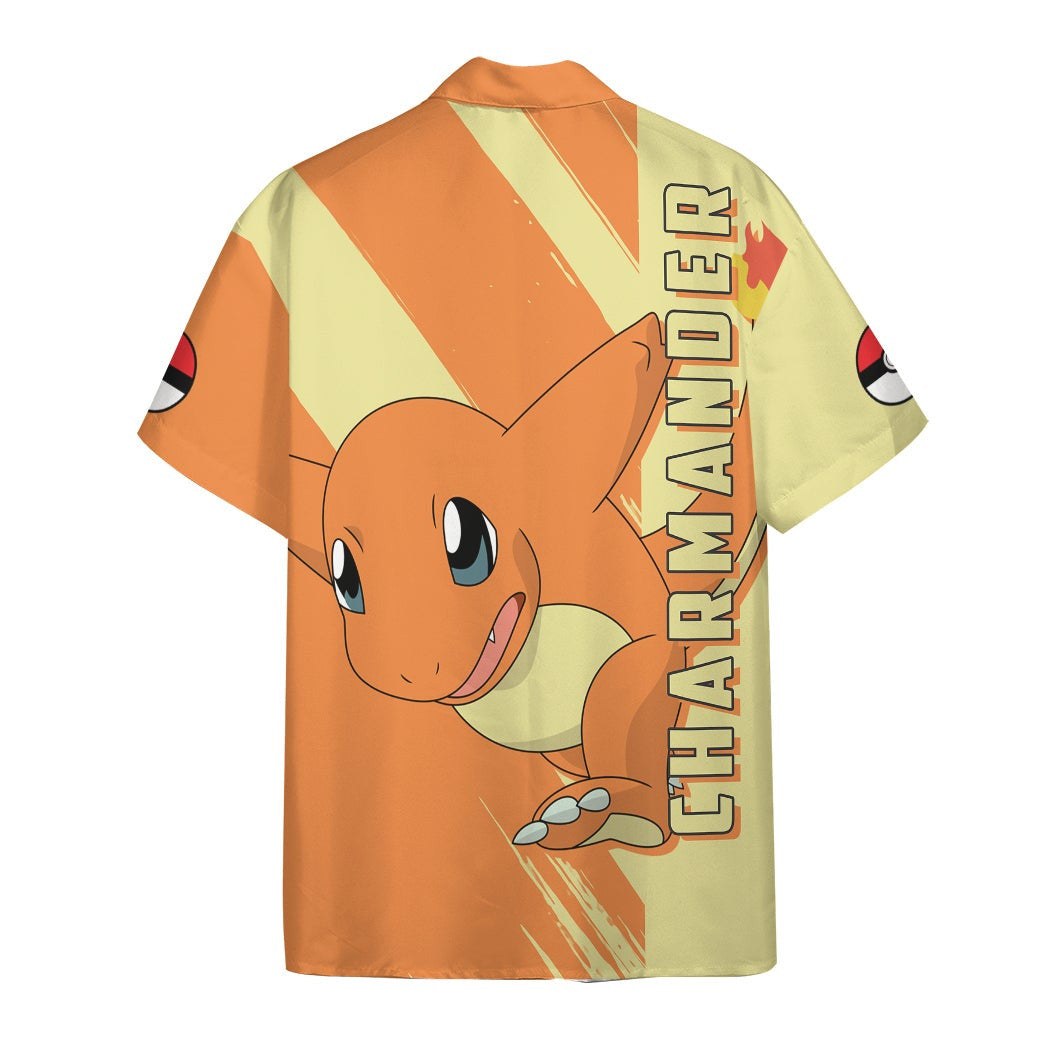 Anime Pkm Charmander Custom Hawaii Button Shirt