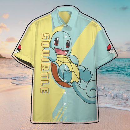 Anime Pkm Squirtle Custom Hawaii Button Shirt / S