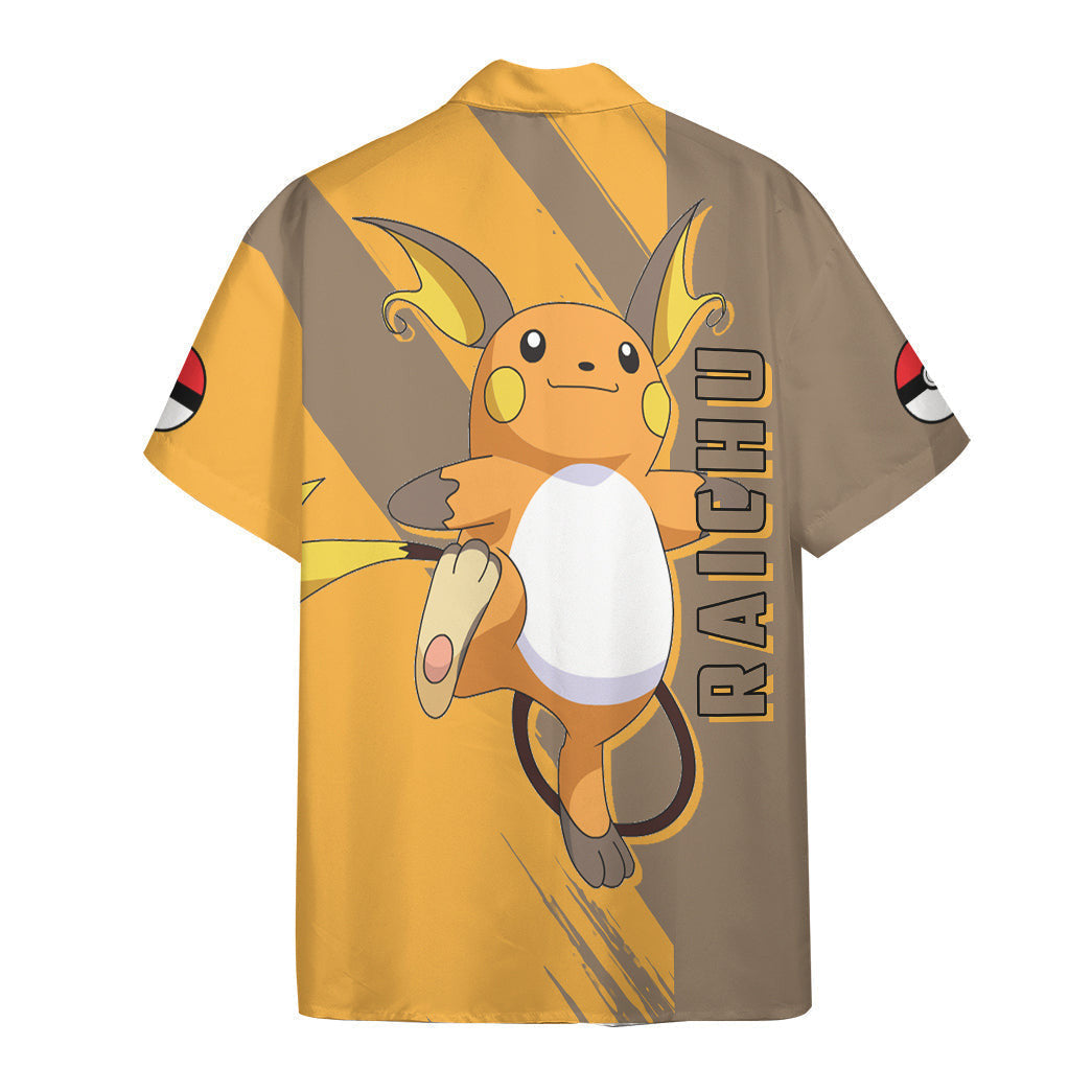 Anime Pkm Raichu Custom Hawaii Button Shirt