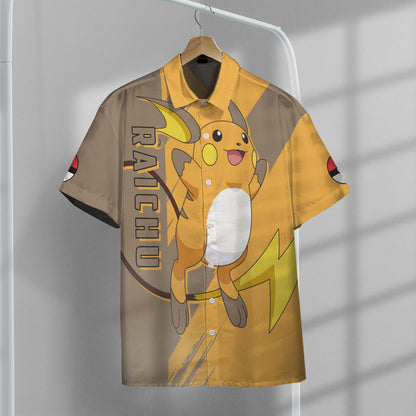 Anime Pkm Raichu Custom Hawaii Button Shirt