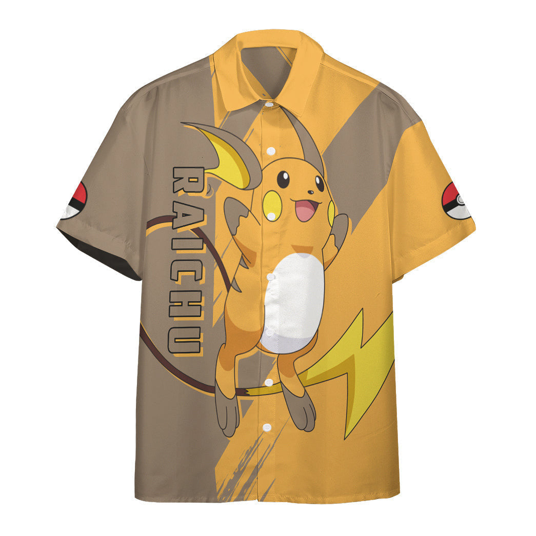 Anime Pkm Raichu Custom Hawaii Button Shirt