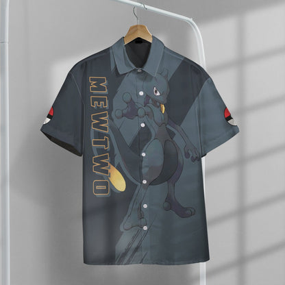 Anime Pkm Dark Mewtwo Custom Hawaii Button Shirt