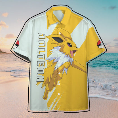 Anime Pkm Jolteon Custom Hawaii Button Shirt / S