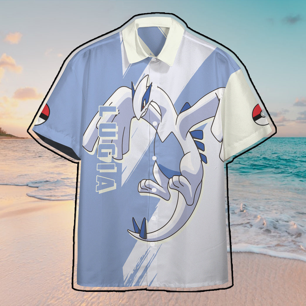 Anime Pkm Lugia Custom Hawaii Button Shirt / S