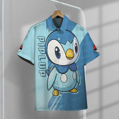 Anime Pkm Piplup Custom Hawaii Button Shirt