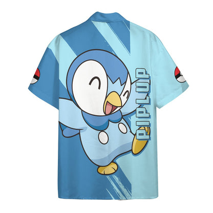 Anime Pkm Piplup Custom Hawaii Button Shirt