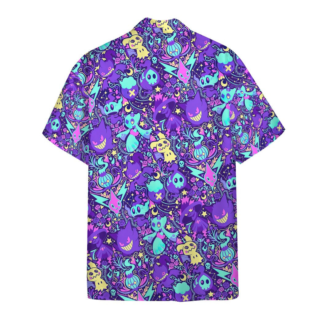 Anime Pkm Ghost Poke Custom Hawaii Button Shirt