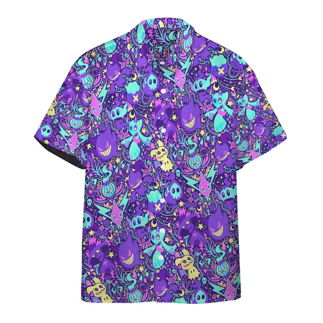 Anime Pkm Ghost Poke Custom Hawaii Button Shirt