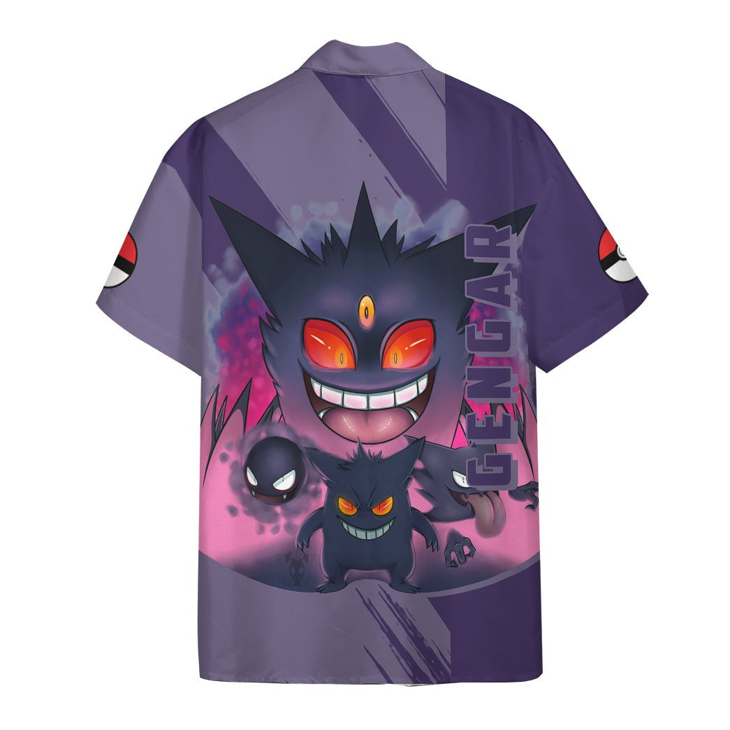 Anime Pkm Gengar Custom Hawaii Button Shirt