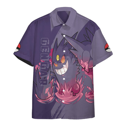 Anime Pkm Gengar Custom Hawaii Button Shirt