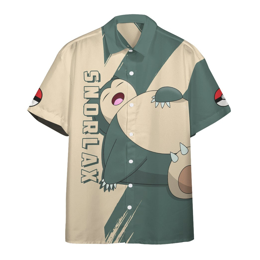 Anime Pkm Snorlax Custom Hawaii Button Shirt