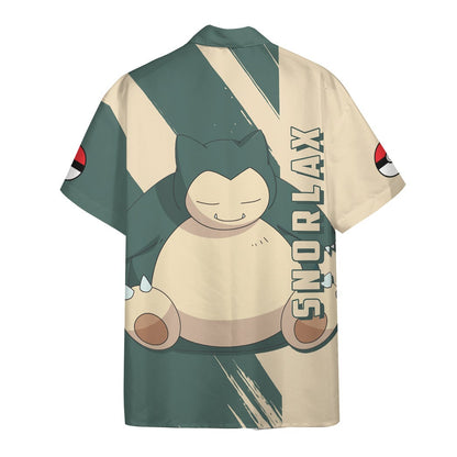 Anime Pkm Snorlax Custom Hawaii Button Shirt