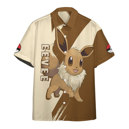 Anime Pkm Eevee Custom Hawaii Button Shirt