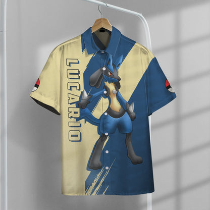 Anime Pkm Lucario Custom Hawaii Button Shirt