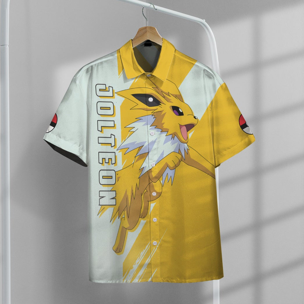 Anime Pkm Jolteon Custom Hawaii Button Shirt