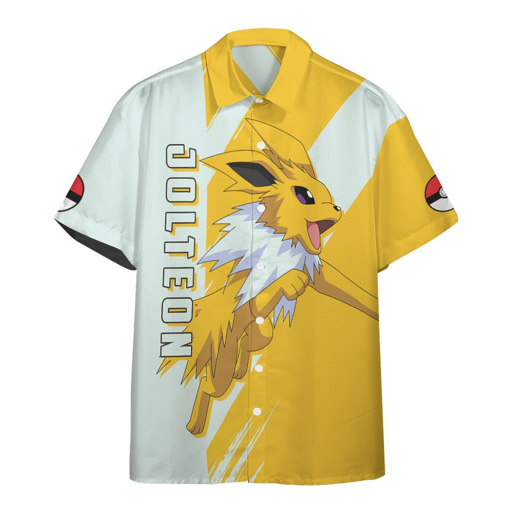 Anime Pkm Jolteon Custom Hawaii Button Shirt