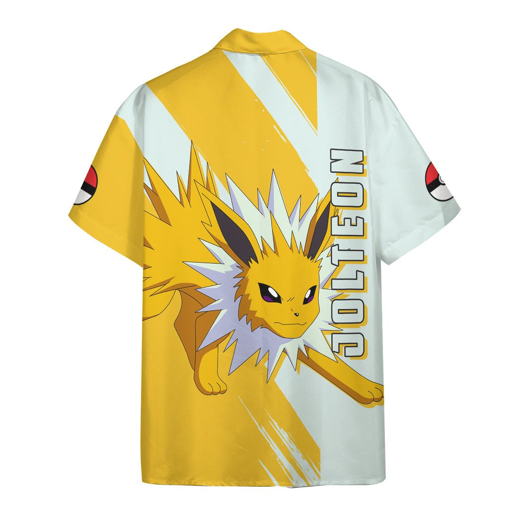 Anime Pkm Jolteon Custom Hawaii Button Shirt