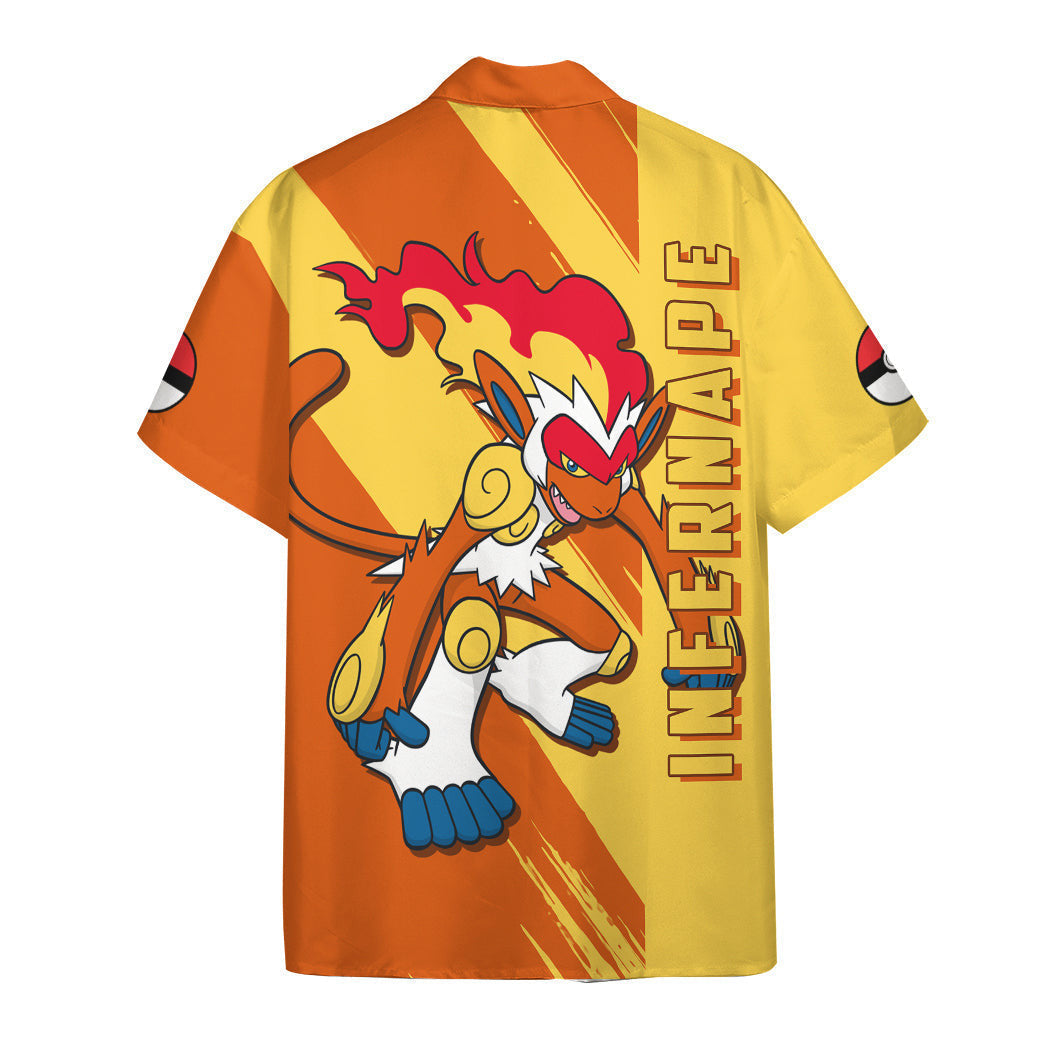 Anime Pkm Infernape Custom Hawaii Button Shirt