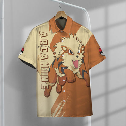 Anime Pkm Arcanine Custom Hawaii Button Shirt