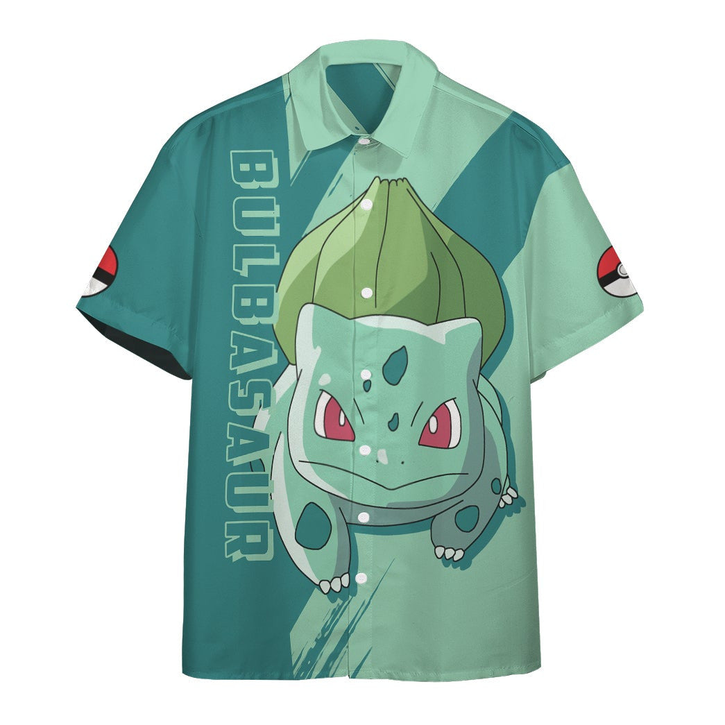 Anime Pkm Bulbasaur Custom Hawaii Button Shirt