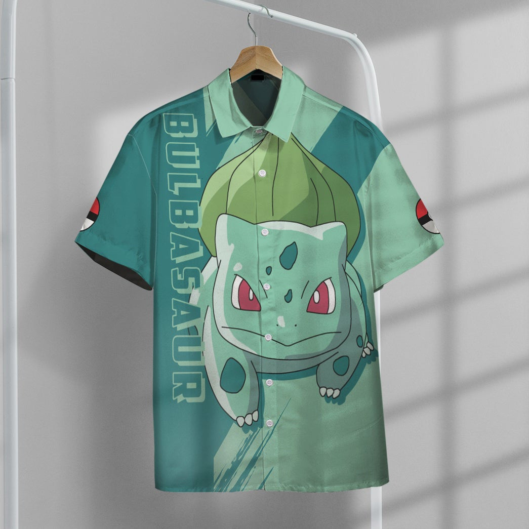 Anime Pkm Bulbasaur Custom Hawaii Button Shirt