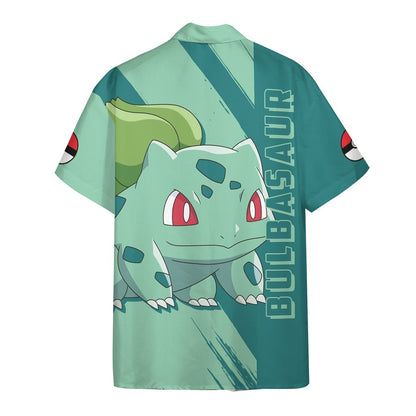 Anime Pkm Bulbasaur Custom Hawaii Button Shirt