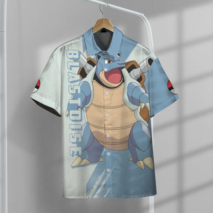 Anime Pkm Blastoise Custom Hawaii Button Shirt