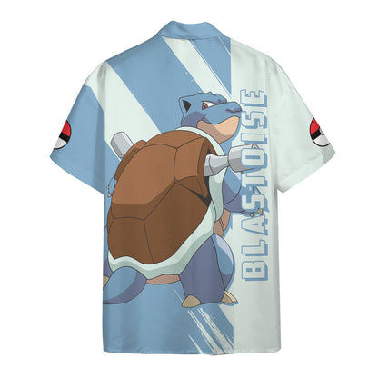 Anime Pkm Blastoise Custom Hawaii Button Shirt