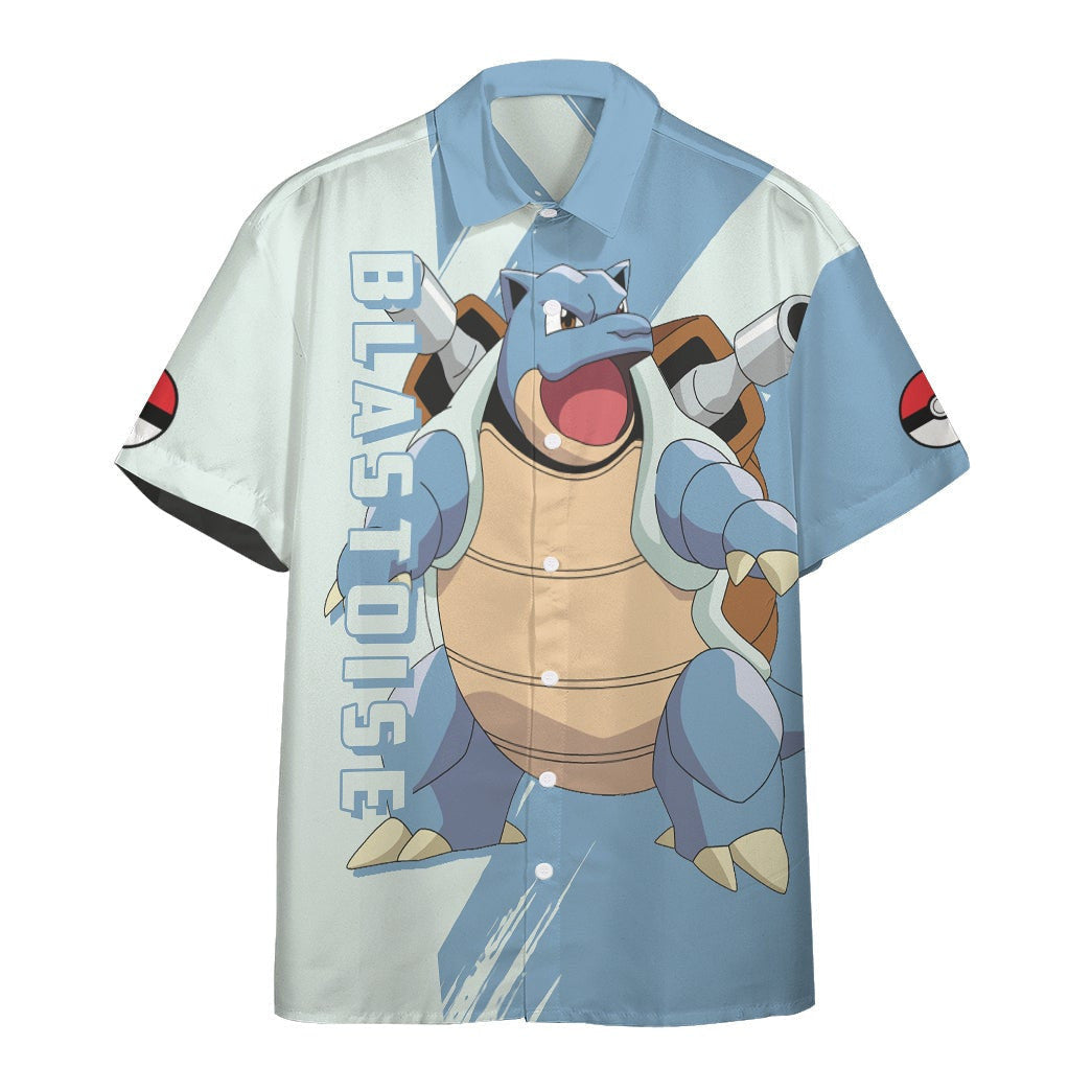 Anime Pkm Blastoise Custom Hawaii Button Shirt