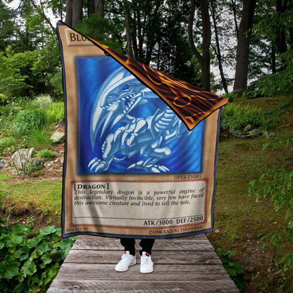 YGO Blue Eyes White Dragon Custom 2-Side Printed Thicken Soft Blanket