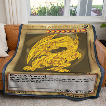 Blue Eyes White Dragon Gold Custom 2-Side Printed Thicken Soft Blanket