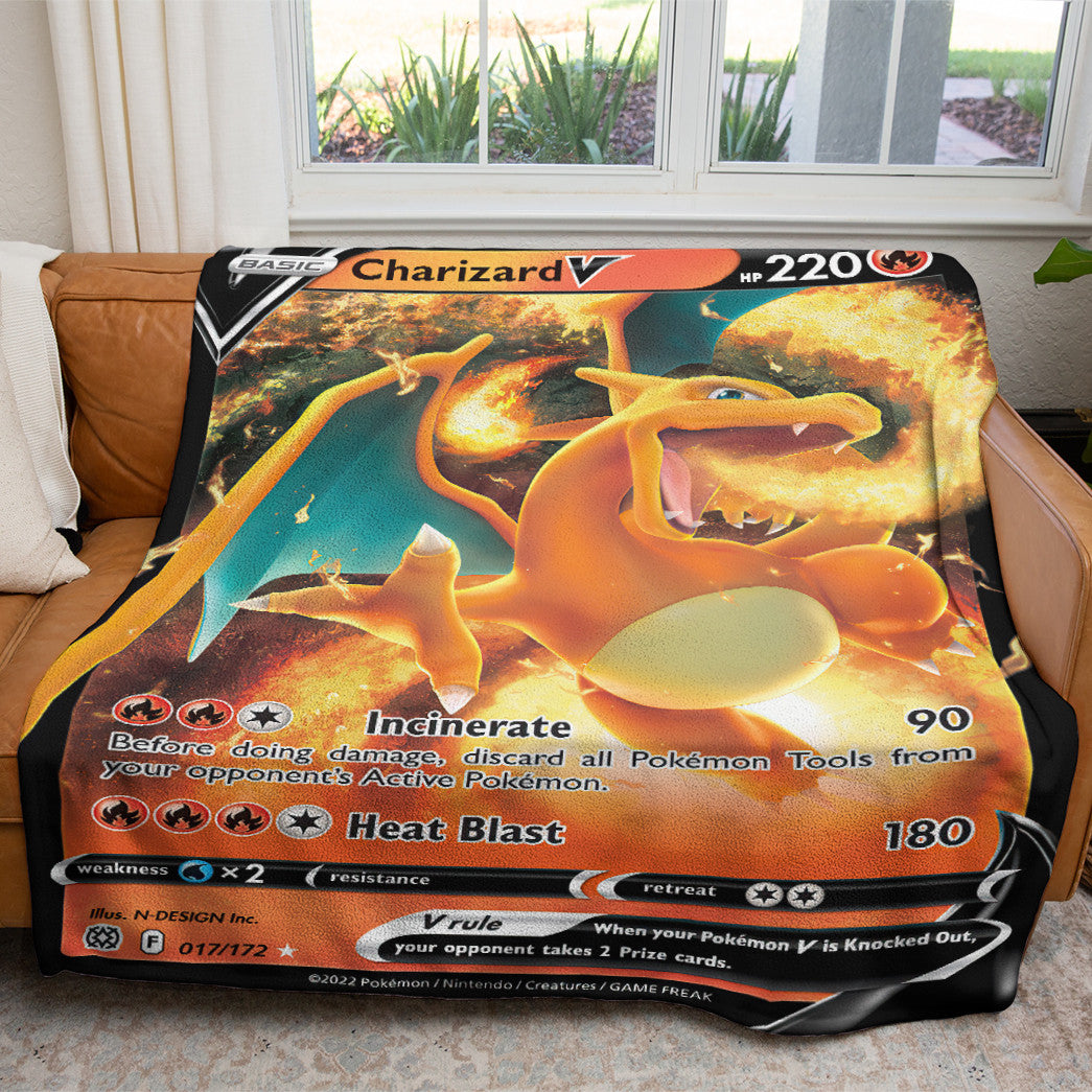 Charizard V 2022 Custom 2-Side Printed Thicken Soft Blanket