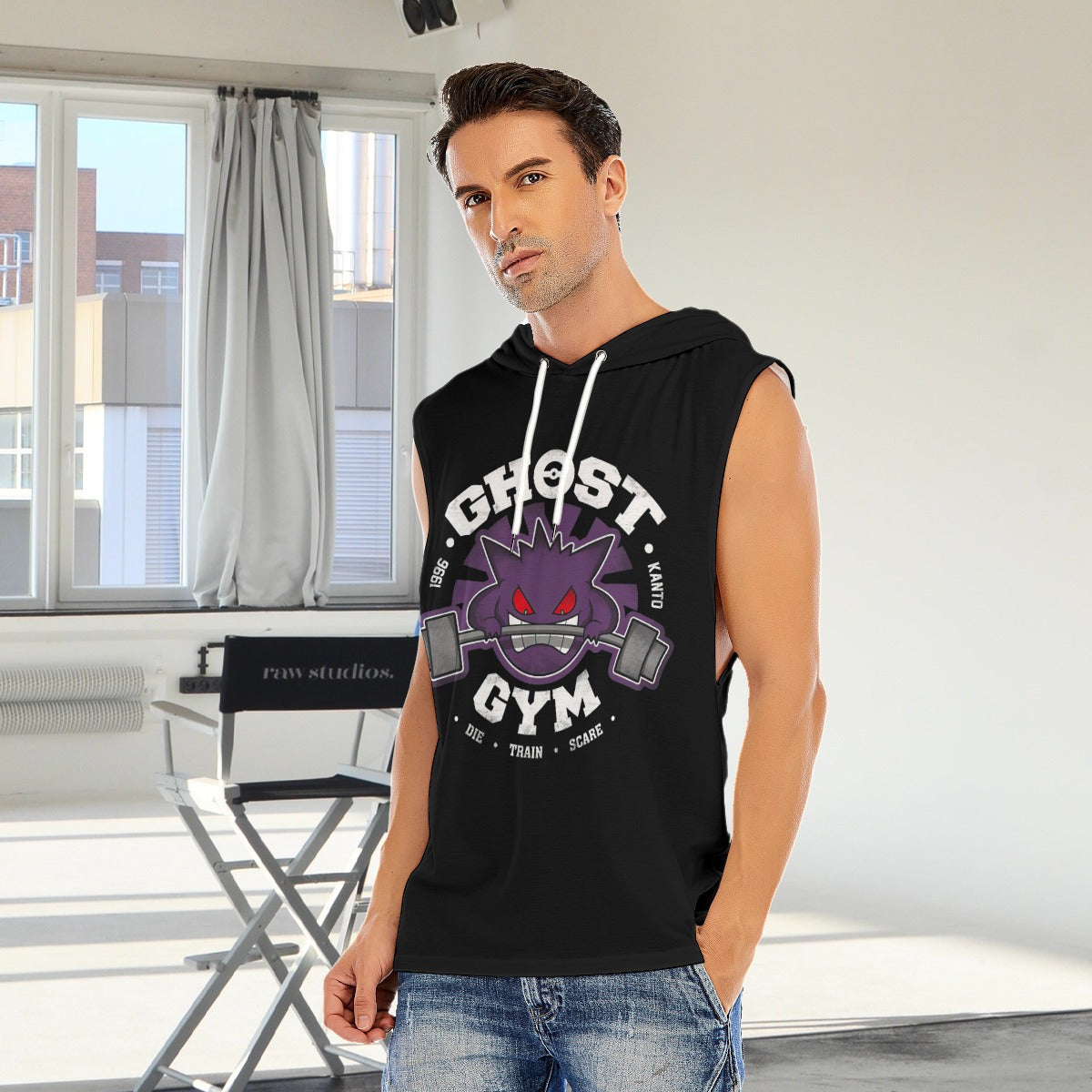 Gengar Ghost Gym Custom Men's Hooded Tank Top